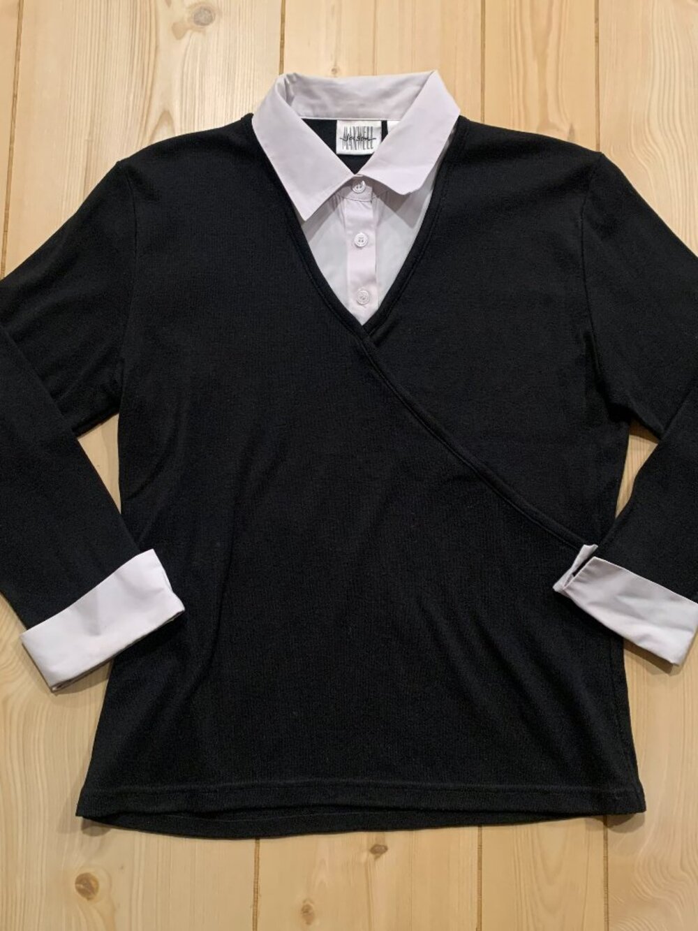 Vintage Y2K Jason Maxwell Layered Two-Fer Collared Long Sleeve Top Women's M